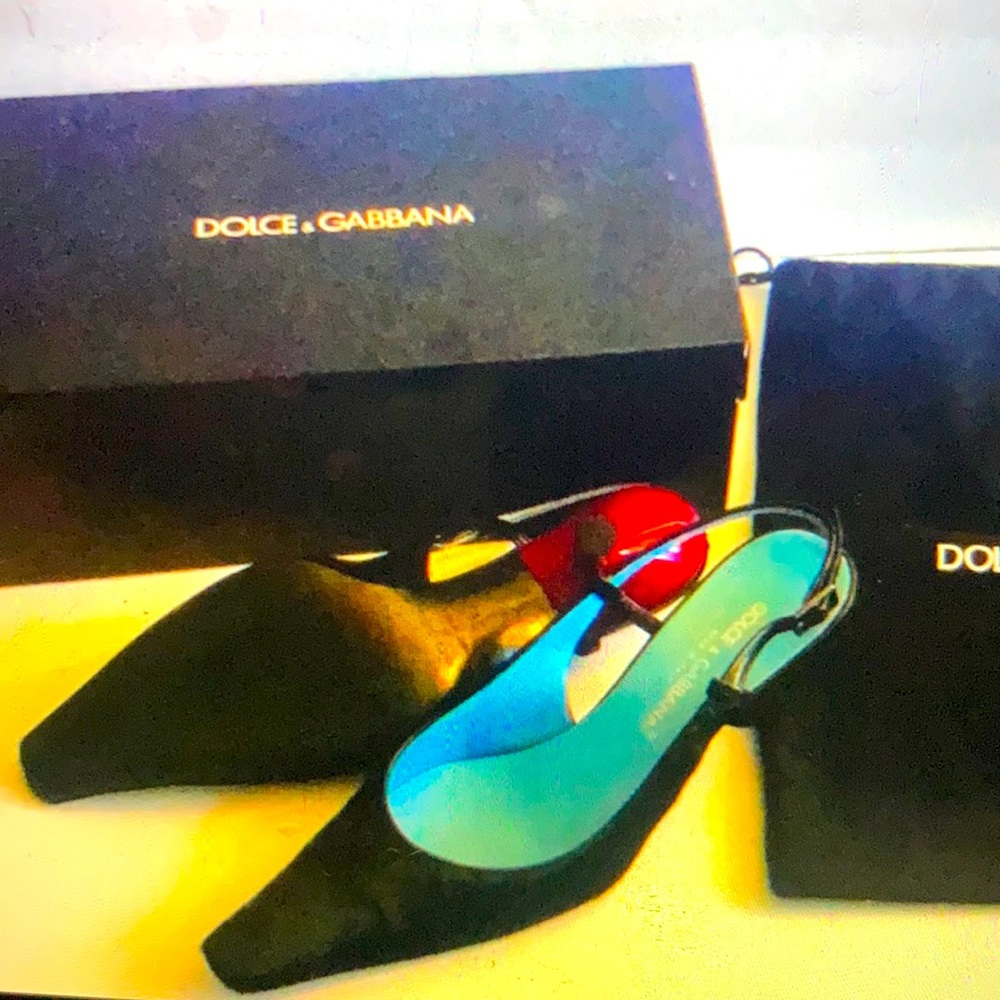 Dolce and Gabbana kitten-heel slingback pumps-black